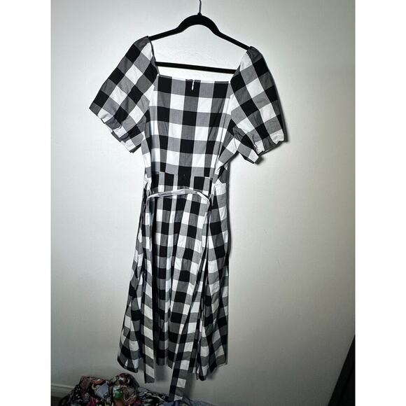 NWT Talbots Women's Black White Zinnia Gingham Fit & Flare Poplin Dress Size 10 - Picture 7 of 9